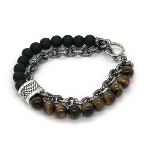 💥HOSTESS PICK .Bracelet Tiger's Eye Lava Rock Steel Chain Unisex 10/21